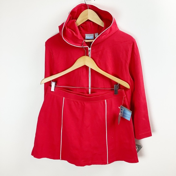 tek gear Pants - Tek Gear Athleisure Two Piece Set Red Jacket Skort